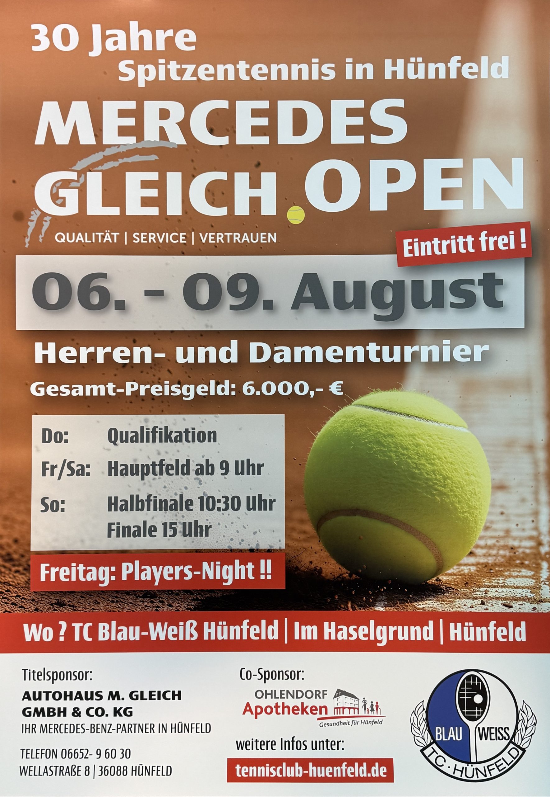 Poster Tennisturnier Mercedes Gleich Open